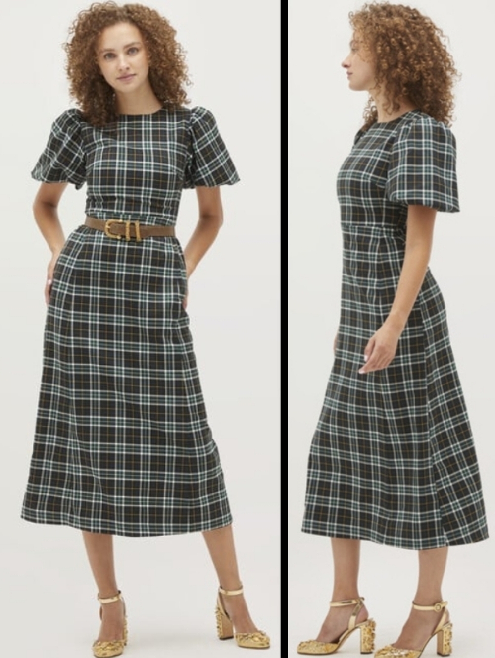 Hill House Home The Constance Dress in Wallace Green Plaid Print Preppy Size S